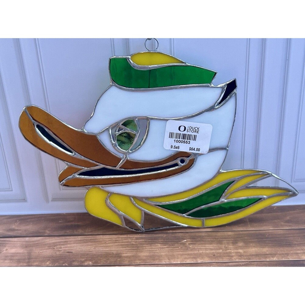 Oregon Ducks Stained Glass Duck Suncatcher 9.5x6 UO Duck Store New